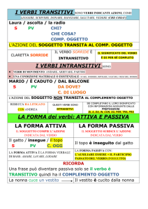 analisi verbi transitivi, intransitivi, riflessivi, attivi, passivi