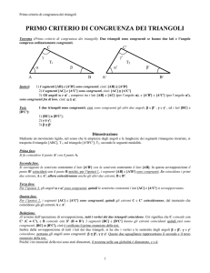 primo criterio di congruenza dei triangoli