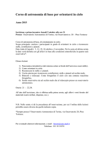 Corso di astronomia di base per orientarsi in cielo