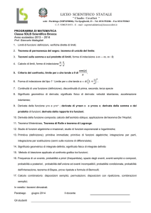 programma di matematica per la classe vd