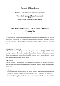 Indicazioni per lo svolgimento dell`esercizio etnografico