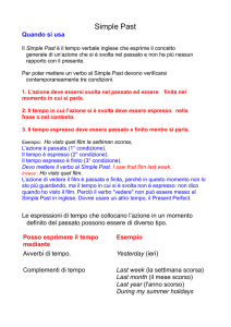 Simple Past Quando si usa Il Simple Past è il tempo verbale inglese