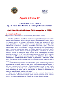 Stati non-classici del campo elettromagnetico in CQED