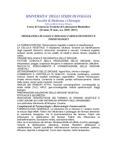 Saggi e dosaggi farmacognostici - Facoltà di Medicina e Chirurgia