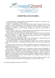 COMUNICATO STAMPA L`Azienda NAPOLI 2 Nord manifesta un
