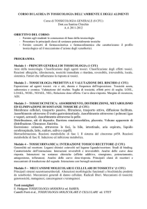 CORSO DI LAUREA IN tossicologia dell`ambiente e degli alimenti