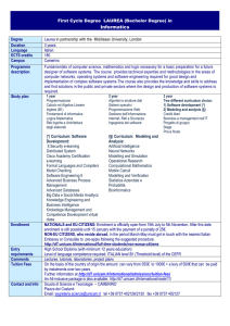 First Cycle Degree LAUREA (Bachelor Degree)