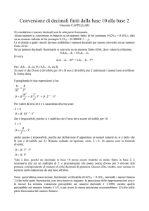 Conversione di decimali finiti dalla base 10 alla base 2
