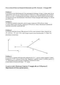 Prova scritta di Fisica con Elementi di Matematica per ISF e