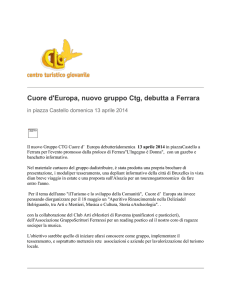 Cuore d`Europa, nuovo gruppo Ctg, debutta a Ferrara