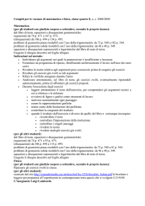 Compiti per le vacanze di matematica e fisica, classe quarta B,