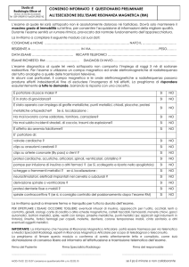 consenso informato e questionario preliminare