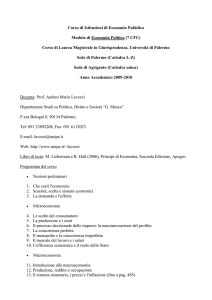 ECONOMIA POLITICA L-Z, Prof. Lavezzi