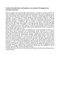 Frattura del collo femore nell`anziano se ne parla il 30 maggio in un