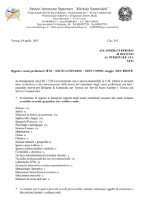 Circ. 310 Calendario PER candidati ESAMI preliminari ITAS SS SC