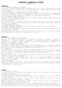 PROGRAMMA di MATEMATICA e SCIENZE