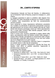 Comunicato In canto d`opera