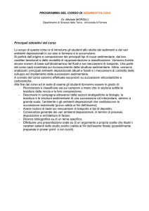 PROGRAMMA DEL CORSO DI SEDIMENTOLOGIA 2009