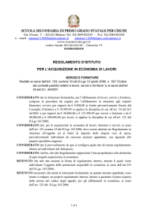 Regolamento in economia per l`acquisizione di beni, servizi e forniture