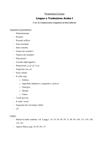 Programma d`esame Lingua e Traduzione Araba I C.d.l. in