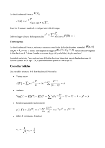 La distribuzione di Poisson è per ogni , dove λ è il numero medio
