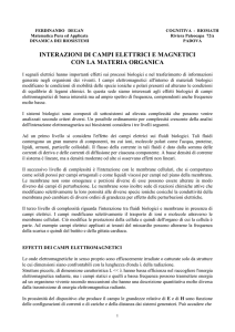 INTERAZIONI DI CAMPI ELETTRICI E MAGNETICI