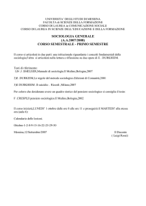 Sociologia dell`organizzazione - Universita` degli Studi di Messina