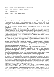 Titolo Come avvicinare i giovani alla ricerca scientifica Istituto Liceo