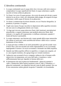 l`idrosfera continentale in 10 frasi