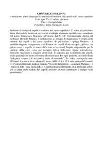 Attivato l`ambulatorio di tricologia per malattie dei capelli e del cuoio
