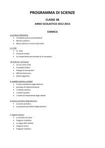 PROGRAMMA DI SCIENZE CLASSE 3B ANNO SCOLASTICO 2012
