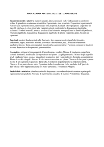 PROGRAMMA MATEMATICA TEST AMMISSIONE