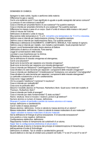 DOMANDE DI CHIMICA Spiegare lo stato solido, liquido e aeriforme