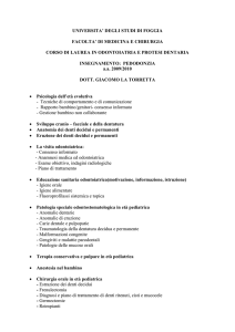 Pedodonzia - Facoltà di Medicina e Chirurgia