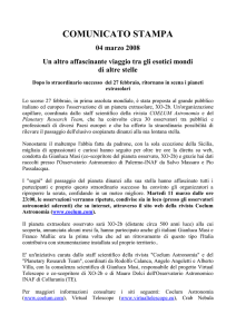 COMUNICATO STAMPA - Associazione Astrofili "Crab Nebula"