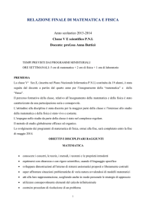 RELAZIONE FINALE DI MATEMATICA E FISICA V E
