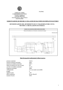 Determinazione del rendimento di un trasformatore con il
