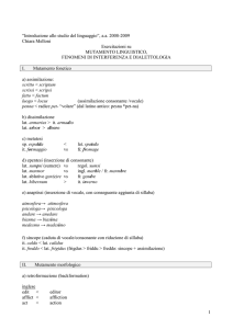 DOMANDE SUL MUTAMENTO LINGUISTICO