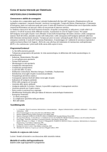 anestesiologia e rianimazione - Facoltà di Medicina e Chirurgia