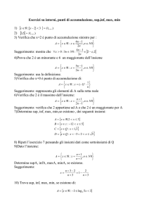 Esercizi su intorni, punti di accumulazione, sup,inf, max, min