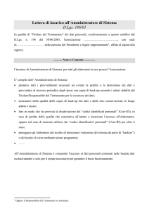 Lettera di incarico all`amministratore di sistema