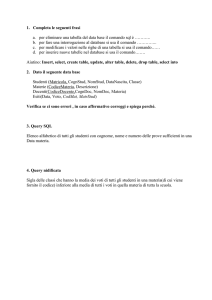 2. Dato il seguente data base