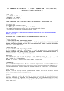 Schemi di Sociologia dei Processi Culturali e della Comunicazione