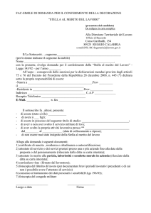 fac-simile di domanda per il conferimento della decorazione