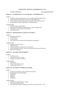 PROGRAMMA BIOLOGIA, MICROBIOLOGIA E TCS CLASSE