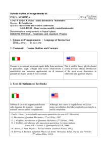 Scheda relativa all`insegnamento di
