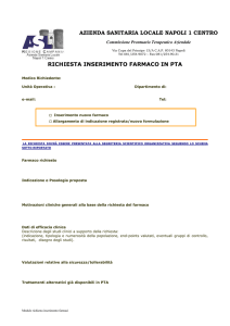 Modulo richiesta inserimento farmaci in PTA