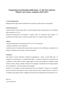 Programma di matematica della classe 1° del liceo classico