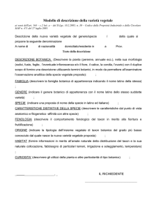 Modulo descrizione varietà vegetale