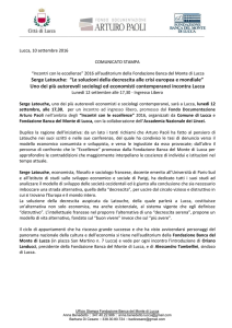 Comune - Latouche agli incontri con le eccellenze 12 sett 16